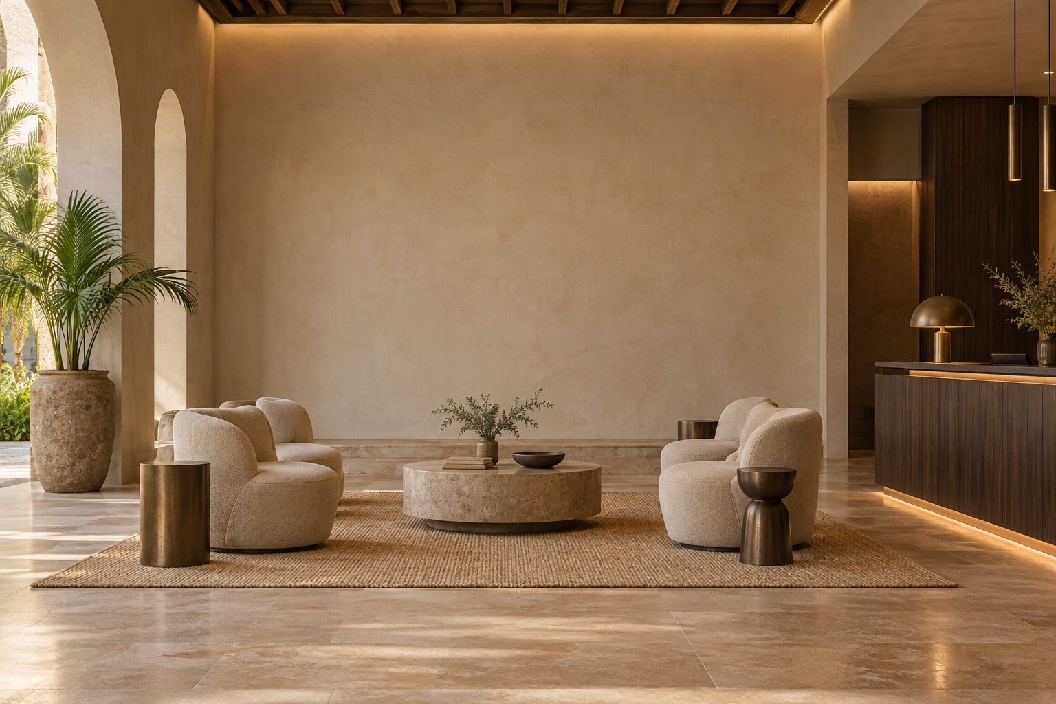 Hotel boutique y hospitalidad: ambiente sin obras, visualización conceptual