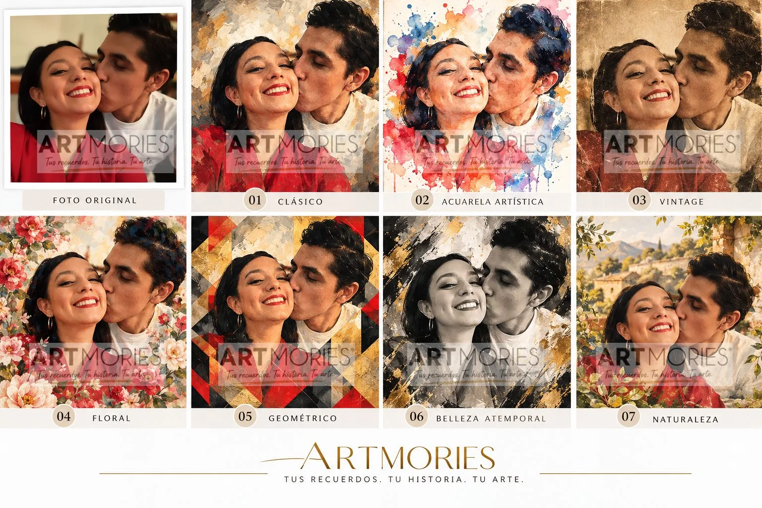 Propuesta ARTMORIES para una pareja, con siete direcciones artísticas personalizadas